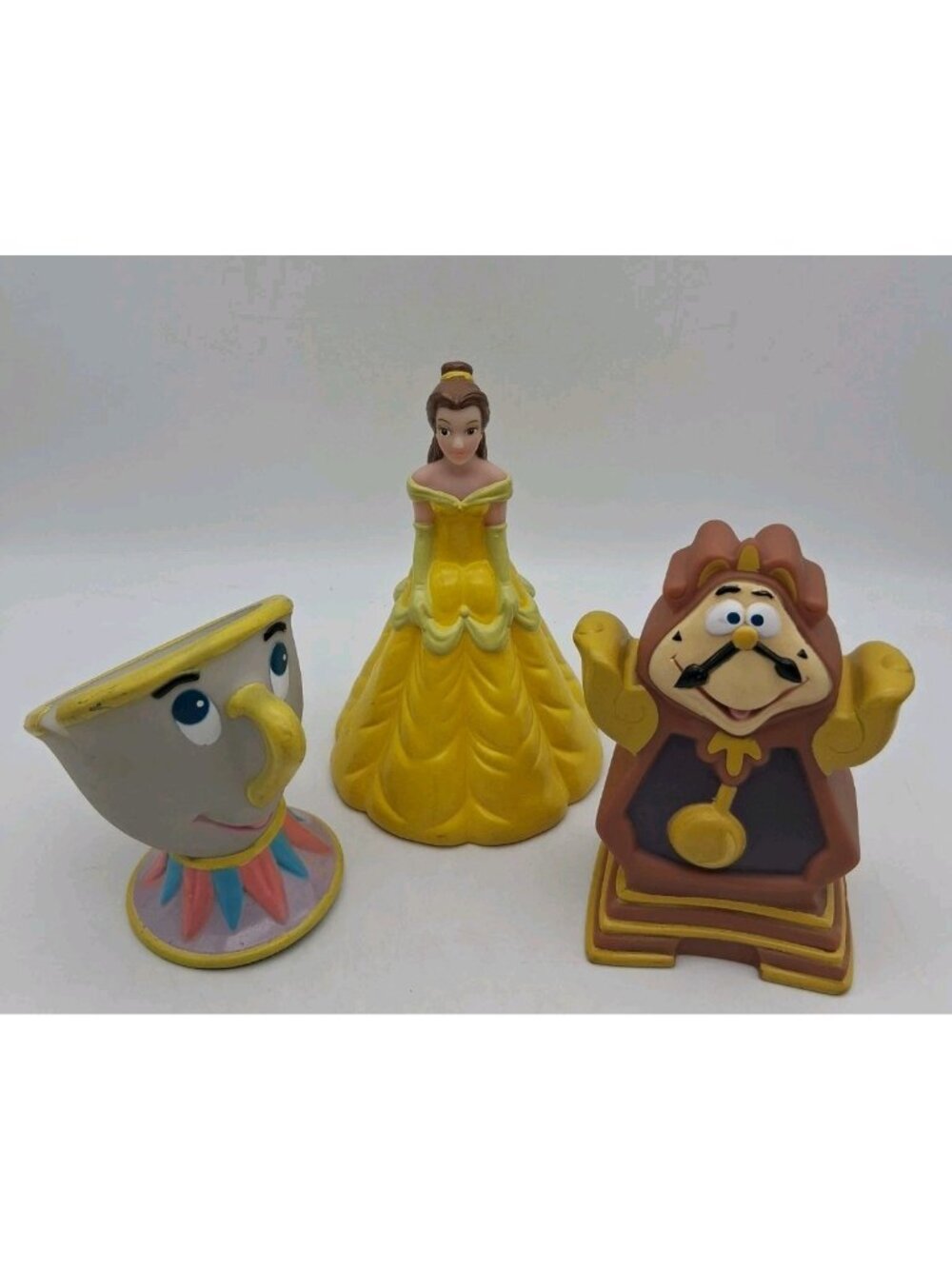 3 Beauty and the Beast Vintage Rubber Hand Puppets Pizza Hut 1992 Bath Toy